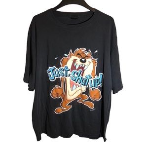 Vintage 1998 Warner Bros. Taz T-Shirt "Just Shut Up" Single Stitch USA 90s XXL